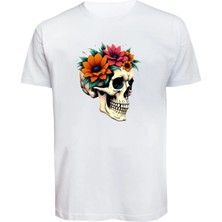 Unisex Skull (Kurukafa) Baskılı Tişört Pamuk Penye Süprem Basic