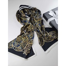 Buscarfs Siyah Desenli Ipek Şal