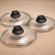 Arcak2 18 cm 20 cm 22 cm Tencere Cam Kapağı Ekonomik 3 Lü Set
