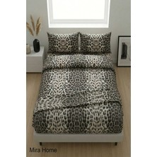 Mira Home Leopar Desenli Pamuklu Lastikli Çarşaflı Battal Boy Nevresim Takımı (180X200 Cm)