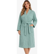 Mira Home Kimono Yaka Unisex Pamuklu Tek Kişilik Bornoz  Yeşil