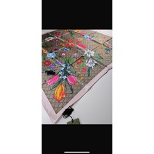 Buscarfs A ++ Kalite Ipek Eşarp Pembe Çicekli