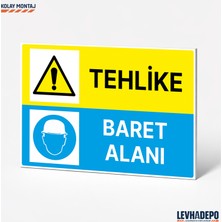 Levhadepo Tehlike Baret Alanı Iş Güvenliği Uyarı ve Yönlendirme Levhası  Dekota