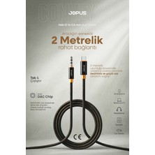 Jopus iPhone Android Uyumlu - Type-C To 3.5mm Aux Ses Kablosu - Tak Çalıştır Aux Örgülü - 2 Metre Ja-12