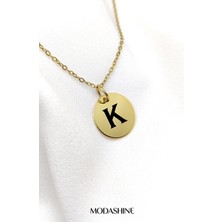 ModaShine K Harfli Kolye Gold Renk Kadın Isim Baş Harf Kolyesi Paslanmaz Çelik Şık Hediye