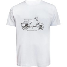 Unisex Vespa Baskılı Tişört Pamuk Penye Süprem Basic