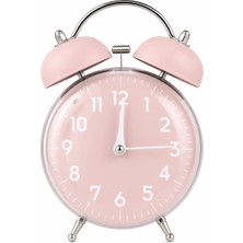Valkyrie Retro Çalar Saat Işıklı Analog Masa Saati Dekoratif Komodin Saati Bombe Kapaklı 15X10 Pembe