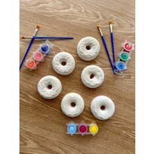 Özgürce 6'lı Donut Taş Boyama Seti, Fırça ve Boya ile Kendin Yap Eğlencesi