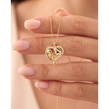 İndigo Takı Ilk Dokunuş Anne Bebek Altın Kaplama Gümüş Kolye