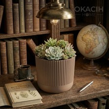 Okacih Modern Ribbed Çizgili Saksı 16 cm 2.8 Litre Dekoratif Iç Mekan Saksı