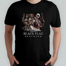 Pixxa Assassin's Creed Black Flag Unisex %100 Pamuklu Bisiklet Yaka T-Shirt