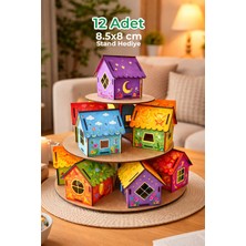 Özgürce 12'li Mini Ahşap Ev Seti, Eğitici ve Dekoratif Maket Oyunları