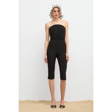 Love My Body Moda Tutkusu Paçası Yırtmaçlı Kapri Pantolon Siyah 137M2358000