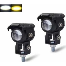 GMS Motosiklet Sis Farı Yuvarlak Beyaz & Sarı Işık 2 Adet 12 Volt