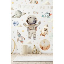 Msticker Uzay Temalı Duvar Sticker Seti 165 Parça – Astronot, Roket, Gezegen Çocuk Odası Duvar | Büyük Boy