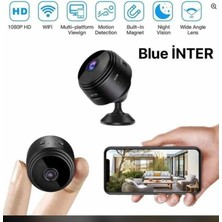İnter Blue Inter Mini Wifi Kamera 1080P Full Hd | Gece Görüş + Hareket Algılama | Manyetik Mini Güvenlik Kamerası