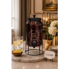 Morponi Metal Stantlı Amber Cam Şerbetlik & Sebil & Yağdanlık 4 Lt