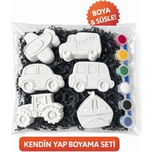 Özgürce 6’lı Araç Figürlü Boyama Seti, Akrilik Boya ve Fırça ile Hobi Keyfi