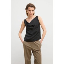 Love My Body Moda Tutkusu Degaje Yaka Detaylı Saten Bluz Siyah 115M2305000