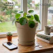 Okacih Modern Tabaklı Saksı 20 cm 5 Litre Dekoratif Saksı