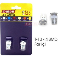 Universal Carub Ampul 12V T-10 4led Smd Fiber Fariçi Kırmızı