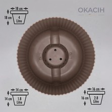 Okacih 3’lü Dekoratif Çizgili Saksı Seti 14-16-18 cm Modern Ribbed Iç Mekan Saksı
