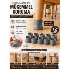 12'li Kaydırmaz Çizdirmez 1. Kalite Mobilya Sandalye Masa Zemin Silikon Koruyucu Pabuç Ayak Kılıf