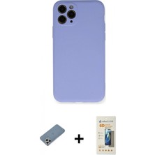Marsilyan™- iPhone 11 Pro Kılıf Ahenk Serisi - Siyah 6d Mat Seramik Hayalet Nano Ekran Koruyucu + Gümüş Shine Kamera Lens Koruma Cam