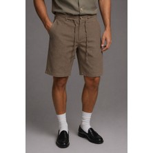 Tarz Cool Erkek %100 Pamuk Linen Şort – Bağcıklı Rahat Kesim Yazlık Şort