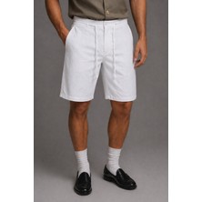 Tarz Cool Erkek %100 Pamuk Linen Şort – Bağcıklı Rahat Kesim Yazlık Şort