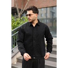 Little Cup Jeans Co Erkek Regular Fermuarlı ve Çıtçıtlı Siyah Kanvas Ceket