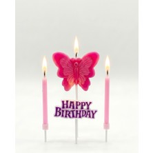 Le Mabelle Pembe Kelebek Figürlü Happy Birthday Mum Set