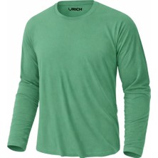 Rich Erkek Yeşil Basic Uzun Kollu Tişört Sporcu Body T-Shirt