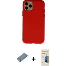 Marsilyan™- iPhone 11 Pro Kılıf Ahenk Serisi - Siyah 6d Mat Seramik Hayalet Nano Ekran Koruyucu + Gümüş Shine Kamera Lens Koruma Cam