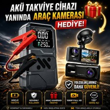 Tarçın Akü Takviye Cihazı + Araç Kamerası Hediyeli | Taşınabilir Lastik Şişirme Pompası, Powerbank, LED Fener