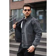 Little Cup Jeans Co Erkek Regular Fermuarlı ve Çıtçıtlı Antrasit Kot Ceket