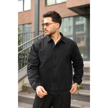 Little Cup Jeans Co Erkek Regular Fermuarlı ve Çıtçıtlı Siyah Kot Ceket
