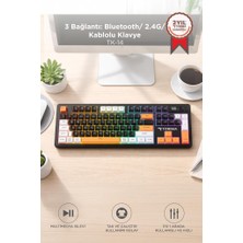 Torima Oyuncu Klavyesi Rgb Işıklı Dijital Ekranlı 3 Modlu Mekanik Hisli Kablosuz Klavye TK14 Siyah