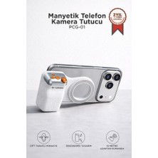 Torima Telefon Tutucu Mıknatıslı Magsafe Uyumlu Bluetooth Deklanşör Kumandalı Tutucu PCG01 Beyaz