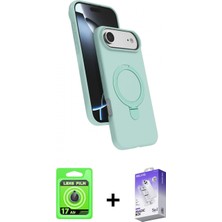 Marsilyan™- iPhone 17 Air Kılıf Iz Işık Koleksiyonu - Siyah Bilvis 5in1 3D Magic Cam Ekran Koruyucu + Mavi Raze Metal Kamera Lens