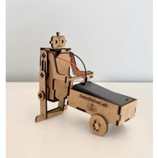 Özgürce Hareketli Ahşap Robot Seti, Kendin Yap Stem Eğitici Demonte Mavi