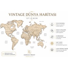 Eseran Print Vintage Dünya Haritası Duvar Sticker