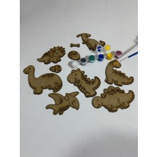 Özgürce Ahşap Dinozor Boyama Seti, Eğitici ve Montessori Uyumlu Çocuk Oyuncağı