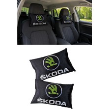 Tusba Market Skoda Araç Uyumlu Dijital Baskılı Seyahat Boyun Yastığı - Şık Tasarım