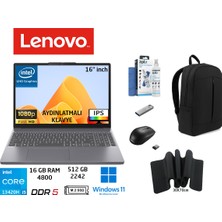 Lenovo ıdeapad Slim 3 16IRH10 Intel Core I5 13420H 16GB 512GB SSD W11 Pro 16” Wuxga 83K20077TR Duddi Çanta+Mouse+Mousepad+Usbbellek+Temizlikkit