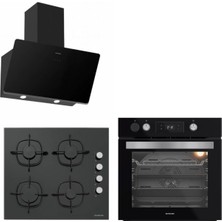 Silverline  Buhar Destekli + Airfryer 3457 Soho - CS5335 - BO65P4B01 Siyah Cam Ankstre Set