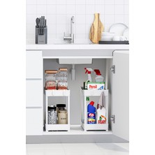 Urlove 2 Adet Beyaz 2 Katlı Düzenleyici Mutfak ve Banyo Rafı