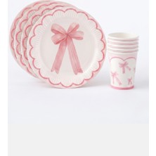 Le Mabelle Beyaz Fiyonk Temalı 8'li Tabak Barkak Set