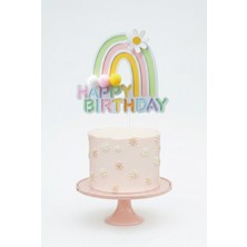 Le Mabelle Çok Renkli Gökkuşağı Figürlü Happy Birthday Pasta Süsü