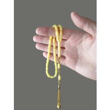 Dergah Tesbih Beyrut Damlası Toz Kehribar Tesbih 5.5-10MM + Ahşap Hediyelik Tesbih Kutusuyla